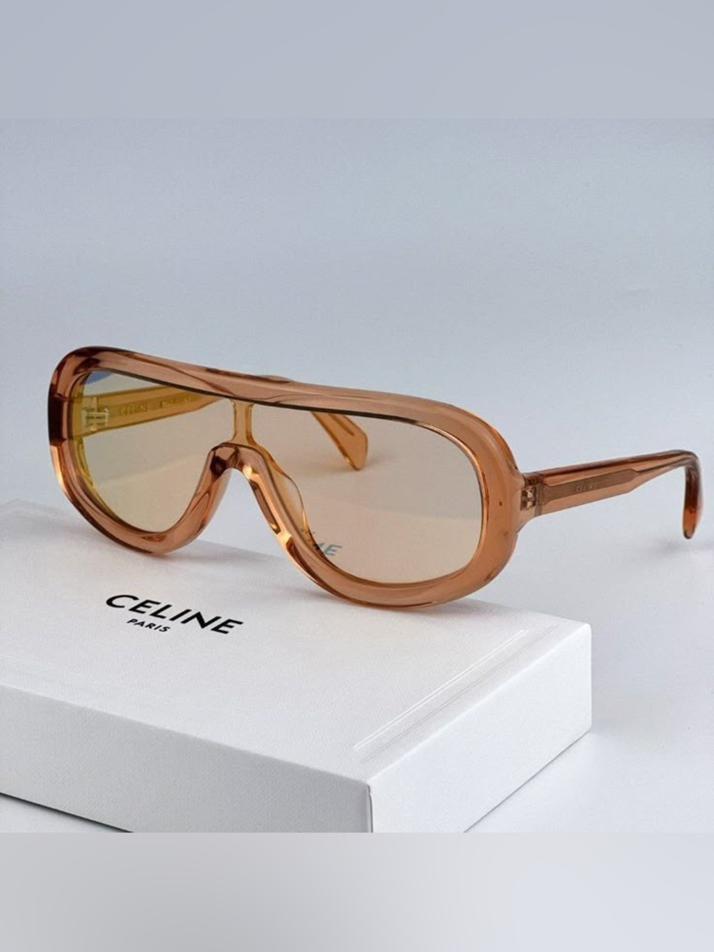 Celine CL40021I 42X Orange Blue Mirror Shield Women Sunglasses CL 40021I